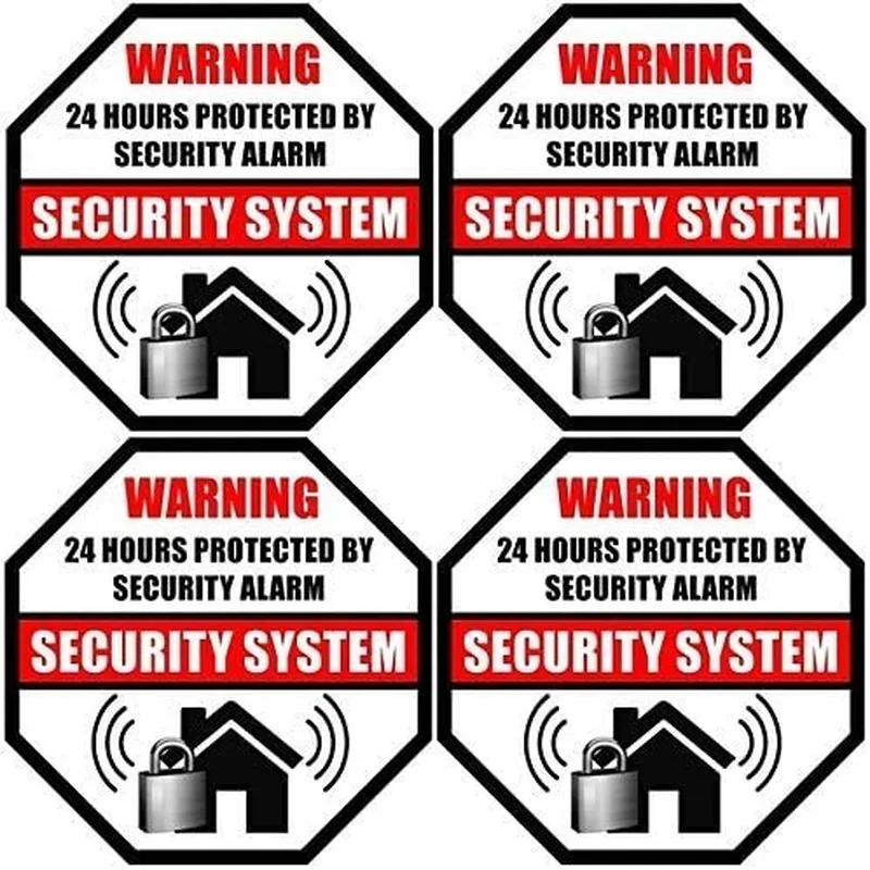 

3.5" 4PCs 24 Hour Protected by Security Burglar Alarm System Stickers