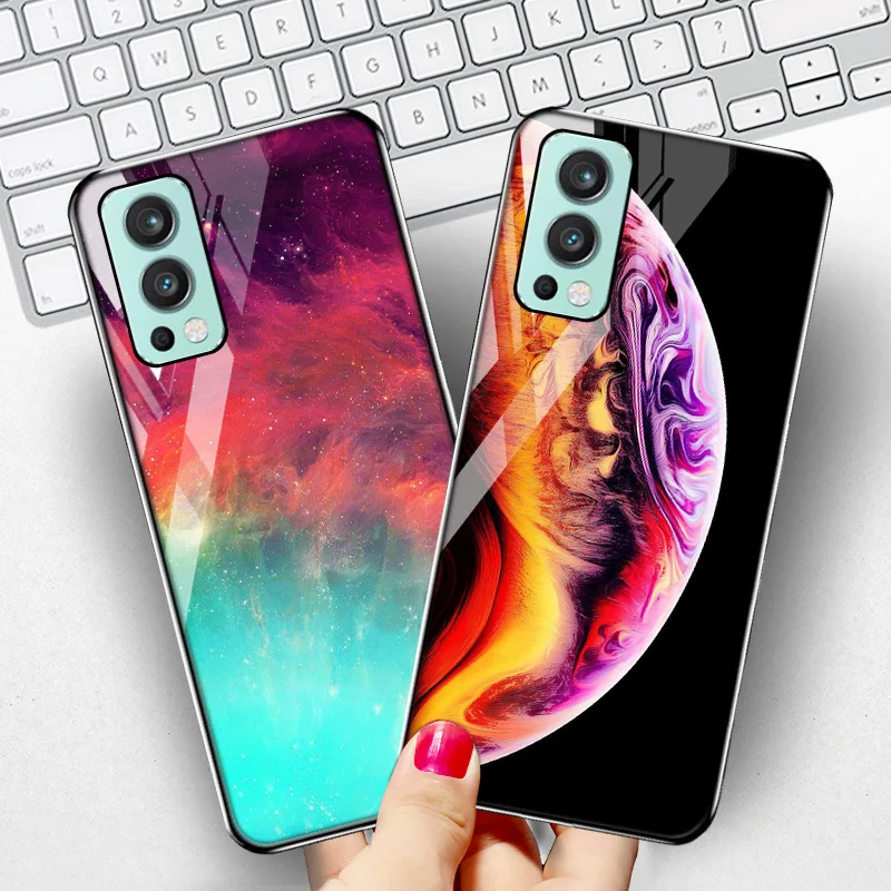 Tempered Glass Case For Oneplus 8T Cases Luxury Star Space Bumper on Oneplus Nord 2 9 8 Pro 7T Pro One plus Nord Cover Funda