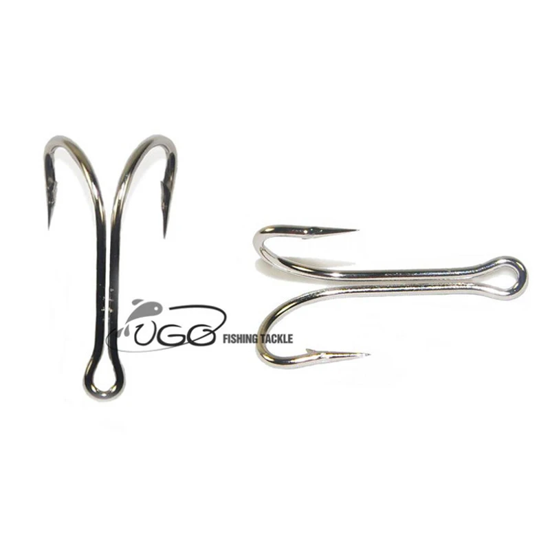 100 шт./лот двойной крючок из высокоуглеродистой стали для рыбалки никель белая