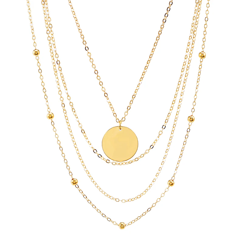 

Fashion Simple Metal Multi-Layer Tassel Chain Sequin Women's Clavicle Necklace Personality Charm Geometric Everyday Versatile