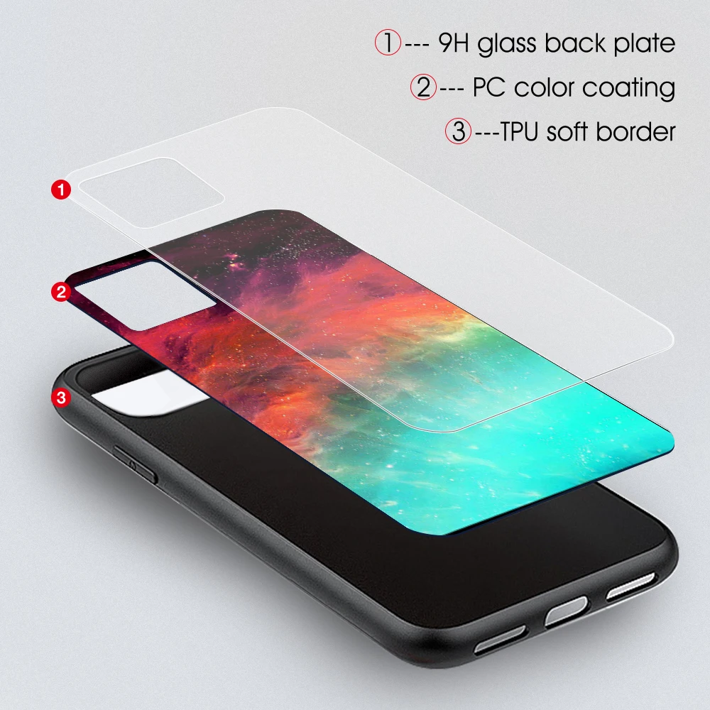 Cool Space Tempered Glass Case For iPhone 11 13 12 14 Pro Max Xs Mini Moon Star Cover For iPhone 6S 7 8 Plus X XS Max XR SE Case