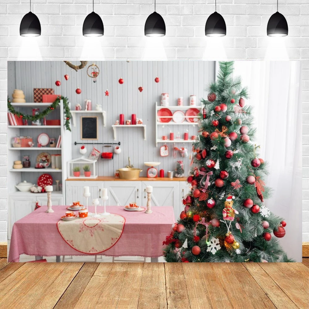 

Christmas Backdrop Kitchen Tree Baby Portrait Photography Background Vinyl Photophone Photozone Photocall Photo Studio Banner