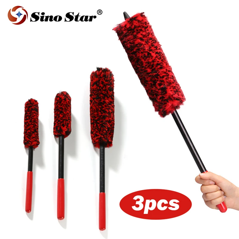 

Щетка для чистки автомобильного колеса 3 шт. инструменты для чистки автомобиля Гибкая длинная ручка Высококачественная шерстяная щетка для...