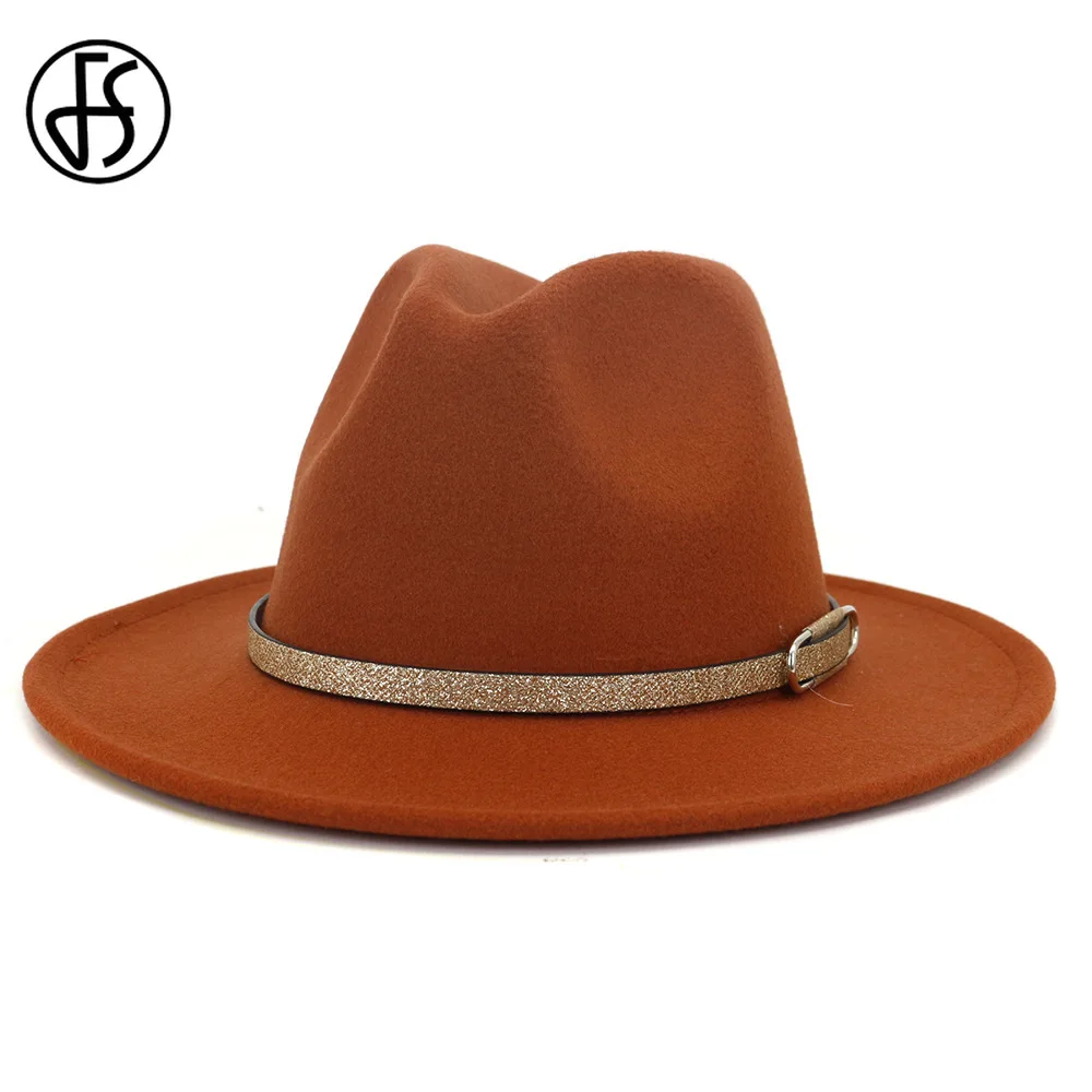 FS модная женская и мужская белая шерстяная фетровая шляпа с широкими полями