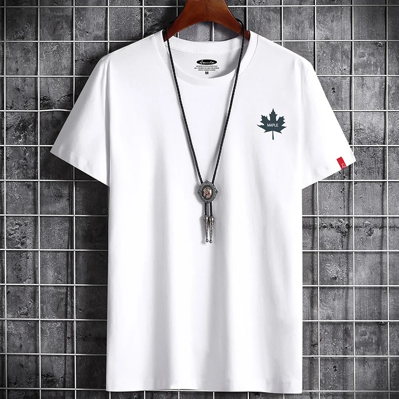 

2022 New O-Neck Short Sleeve Men's T-Shirt Fashionable Men's Maple Leaf Print Cotton T-Shirt Men's High Quality Casual T-Shirts