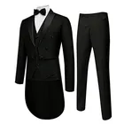 Мужской облегающий костюм, официальный свадебный смокинг, мужские джентльменские костюмы (Блейзер + жилет + брюки)