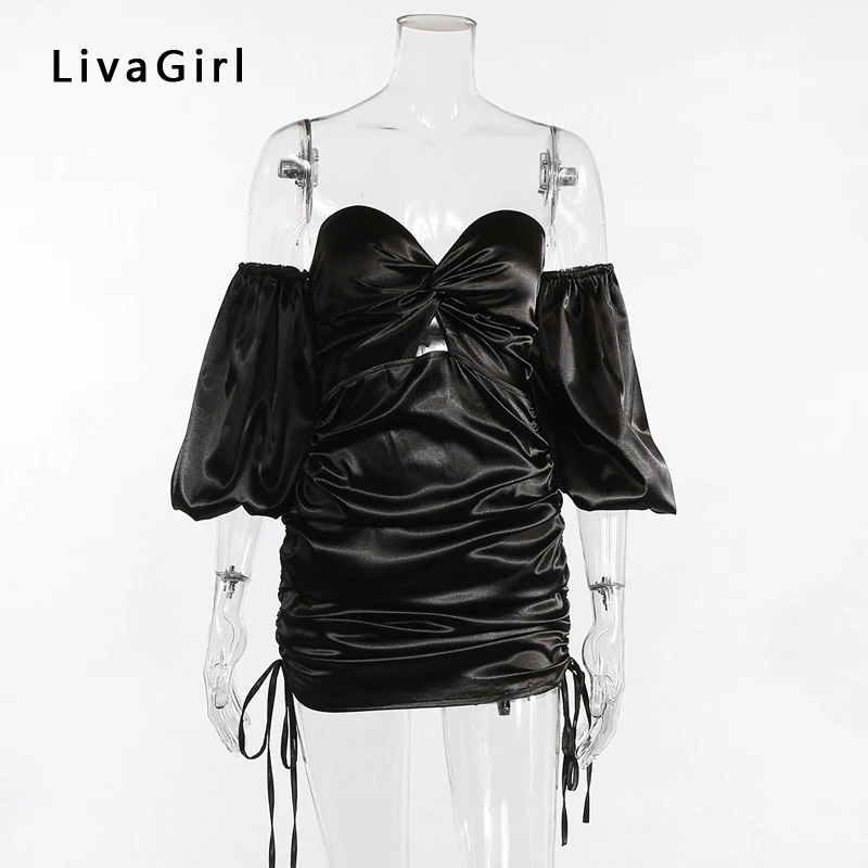 Однотонное платье с пышными рукавами и открытой спиной vestido сексуальное мини для