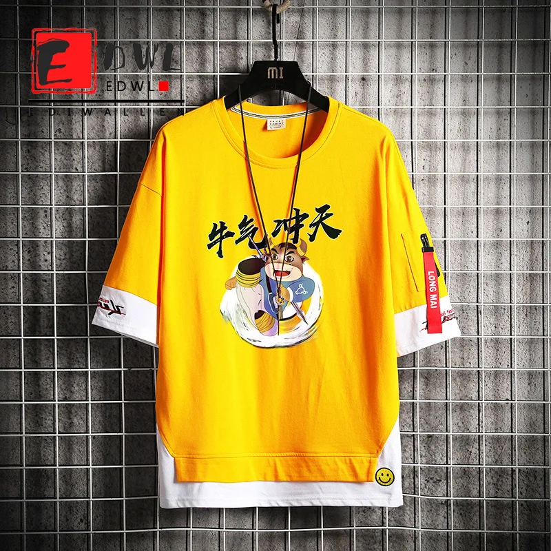 

Men's 2021 Short-sleeved Fashion Trend Pure Cotton Five-point Sleeve T-shirt Boys Casual Sweatshirt Loose Top Clothes