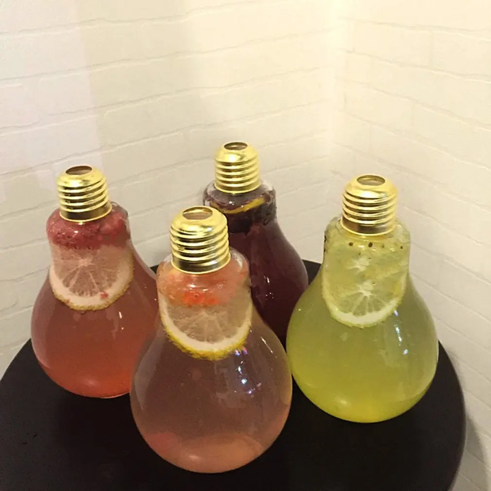 

Creative Bulb Water Bottle for Brief Fashion Cute Milk Juice Light Bulb Shape Leak-proof Glass Bottle Party
