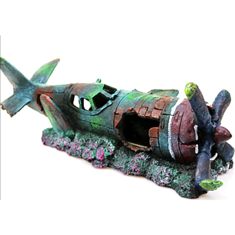 Аквариум для аквариума ландшафтный дизайн украшение из смолы самолет боец