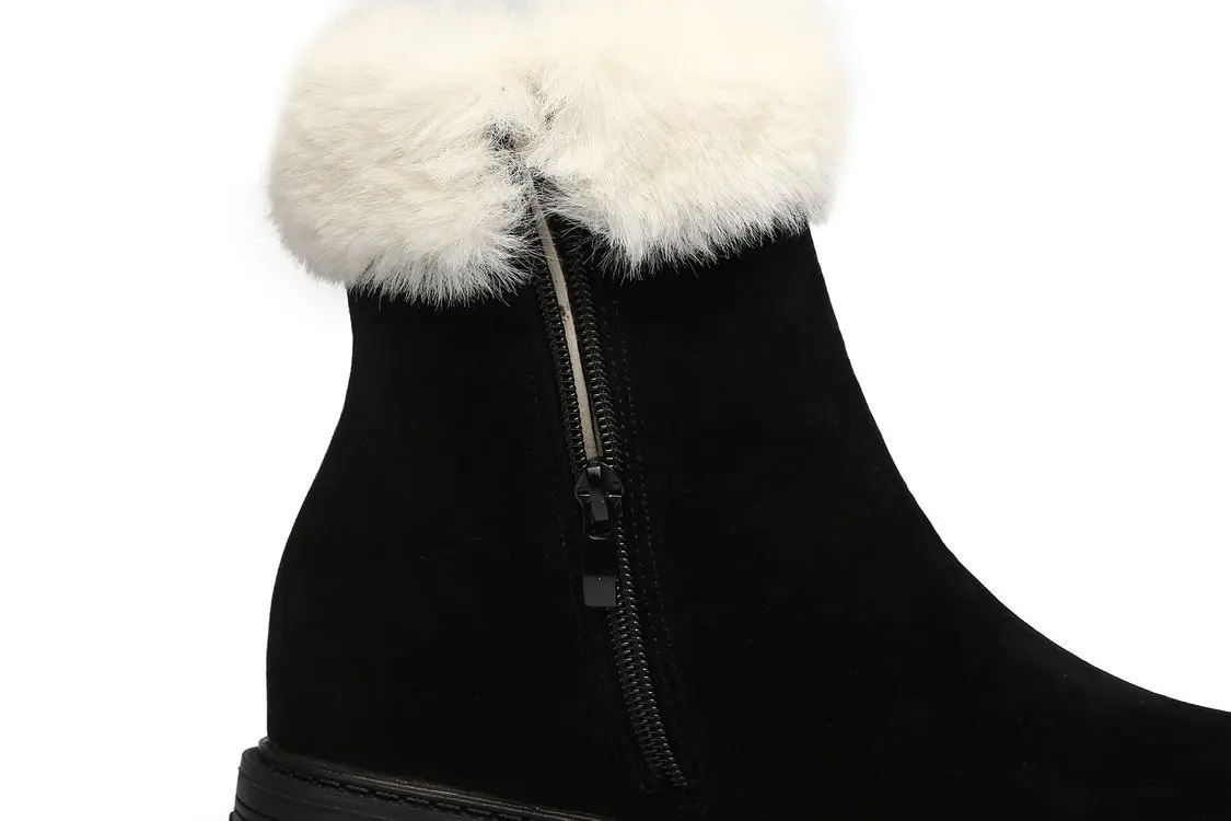 Зимние сапоги женские теплые шерстяные ботильоны на меху замшевые черные