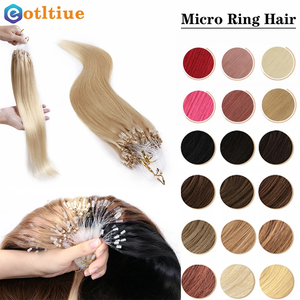 

Eotltiue 20 Colors 16"-26" Remy Micro Beads Hair Extensions 0.5g/s In Nano Ring Links Human Hair Straight Blonde European Hair