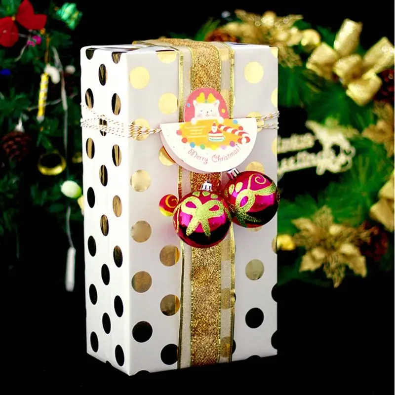 5 шт. бронзового цвета подарочная упаковка Бумага в Золотой горошек ремесла