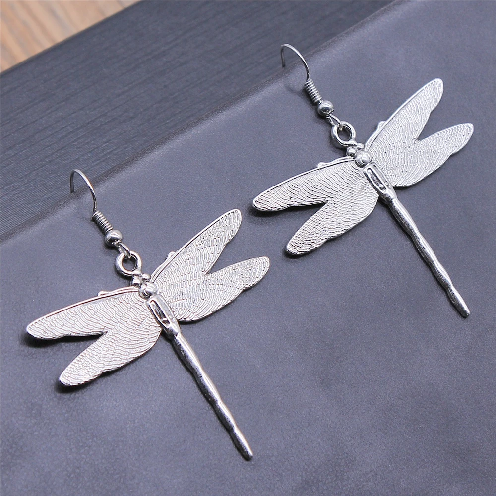 Большие серьги подвески в виде стрекозы модные больших стрекоз украшения