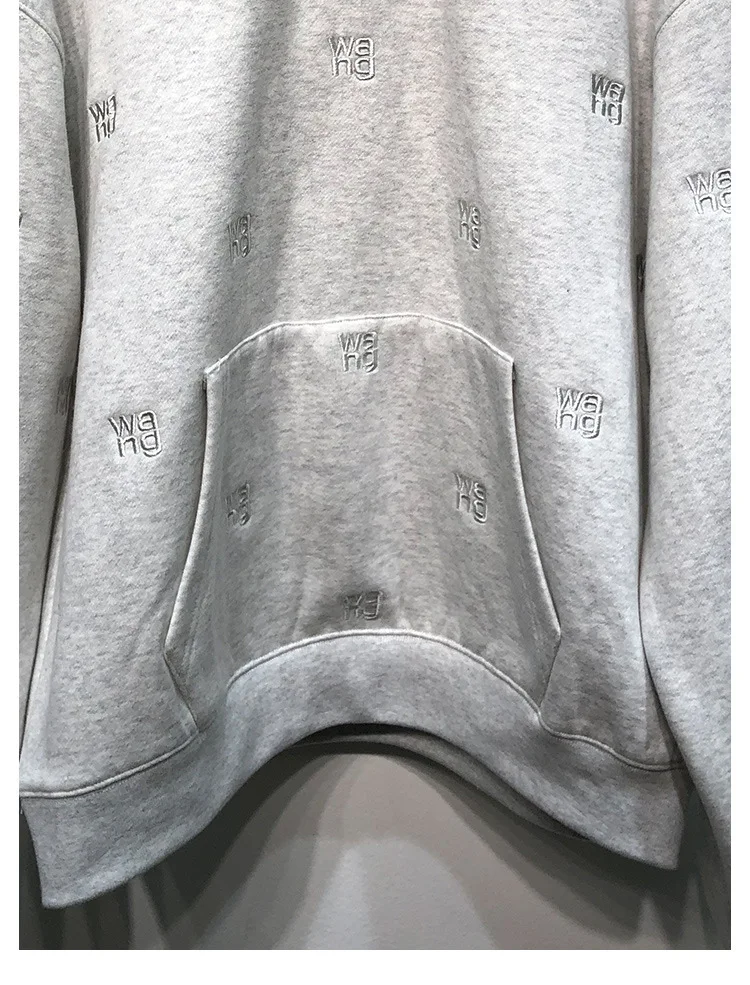 

High Quality Early Spring New Women Letter Embroidery Hooded Loose Pullover Hooded Sweatshirts Tshirts Tops