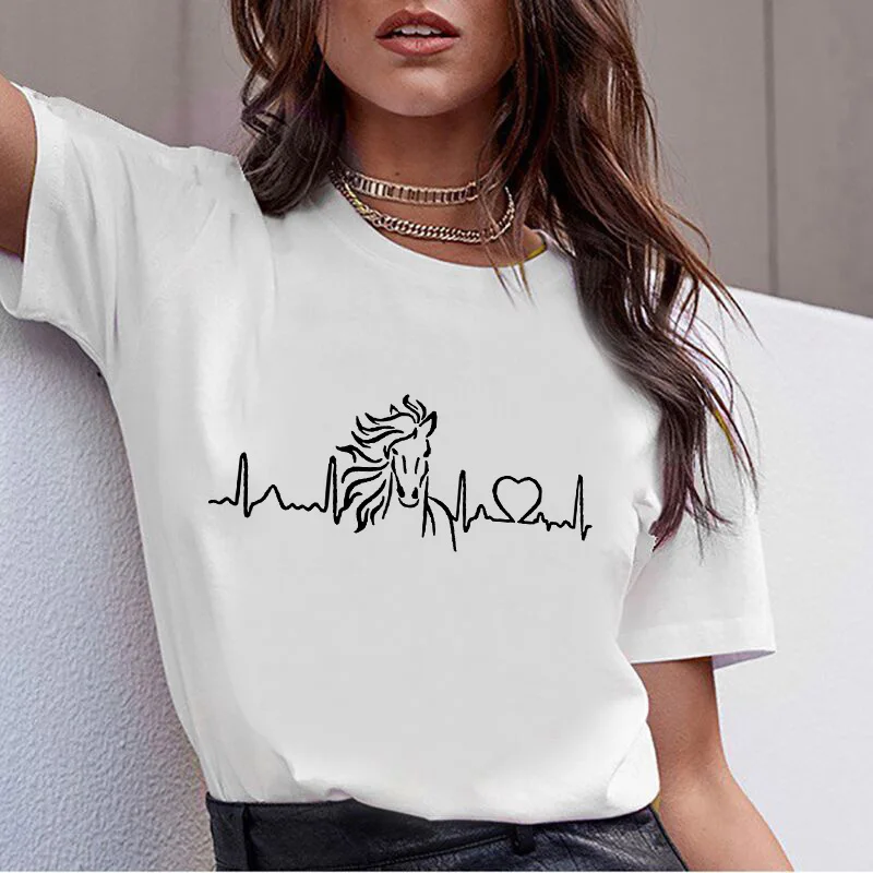 

Летняя женская футболка, ЭКГ, забавный графический принт, футболка, одежда, забавная футболка, модная женская футболка