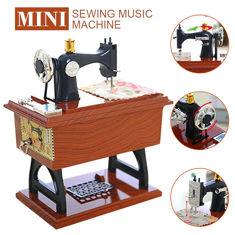 Музыкальная шкатулка миниатюрная швейная машинка механическая винтажная с