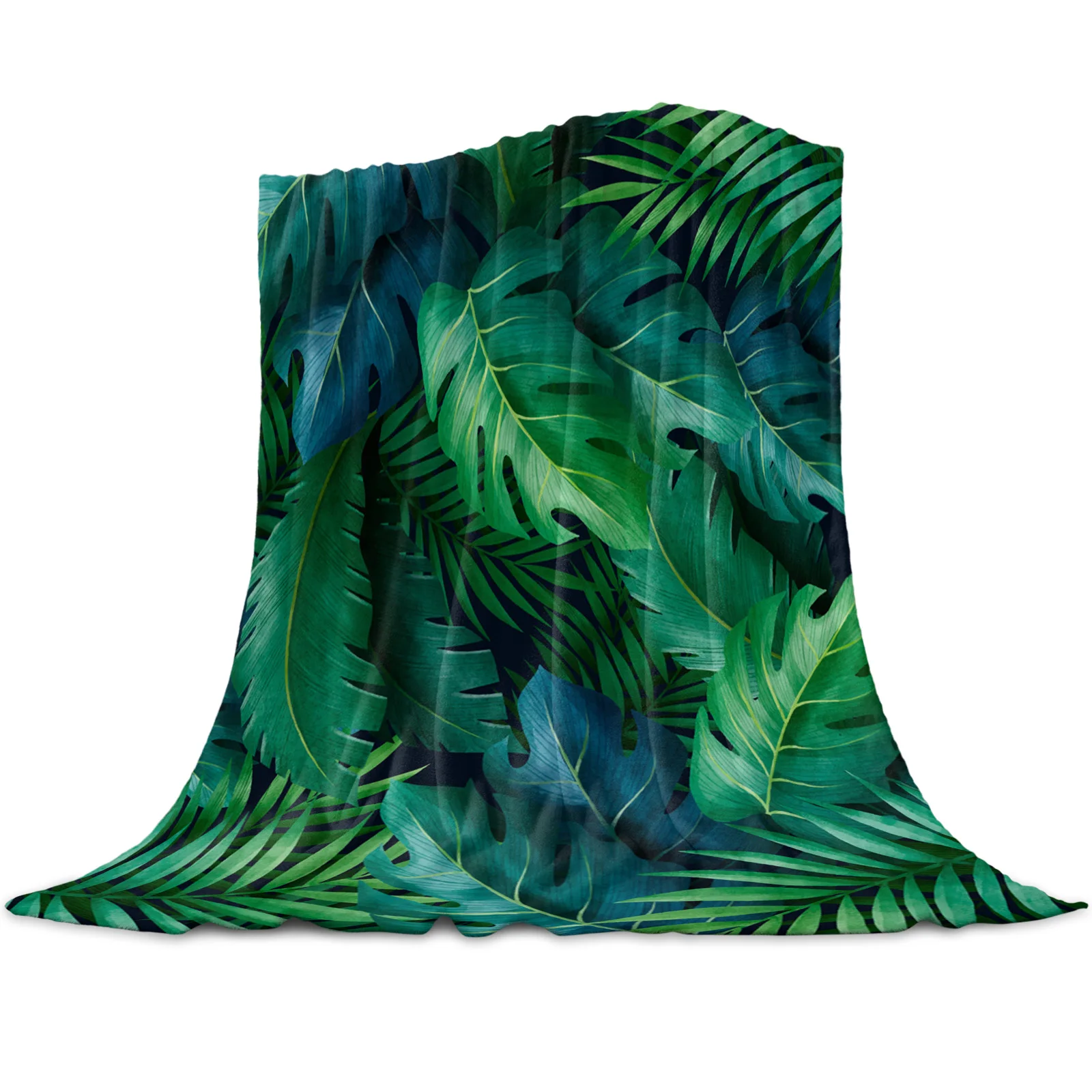 Зеленые растения тропические джунгли мягкие теплые фланелевые одеяла диванные