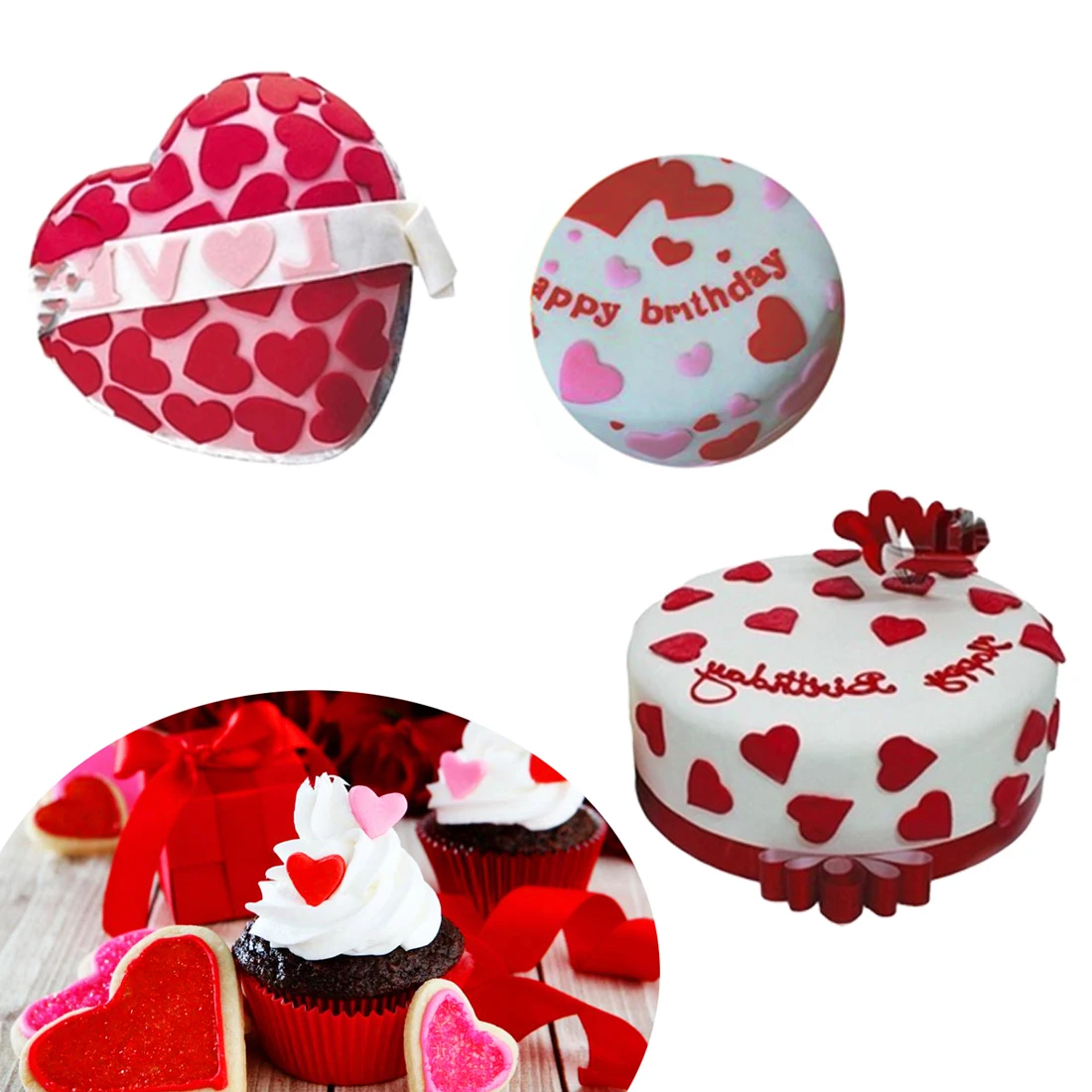 Резак для печенья форма мастики торта 3 шт. пластиковая звезда сердца