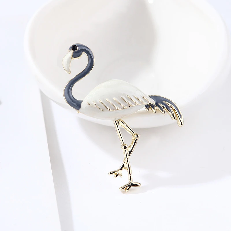 Cute Enamel Flamingo Brooches Unisex Women And Men Brooch Pin Bird Animal Broches Fashion Dress Coat Accessories | Украшения и