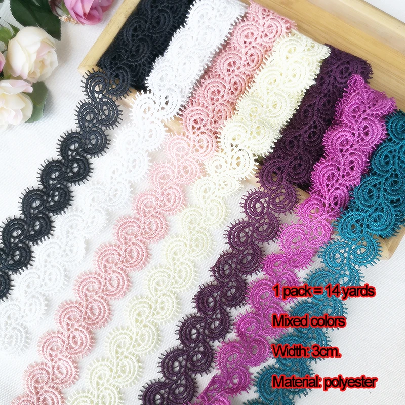 Mix colors 14 ярдов 1,7-8 см вышивка, кружевная отделка, пэчворк, ручная работа, рукоделие, Швейные аксессуары, ткань, украшение одежды, 910 - Цвет: Mix colors