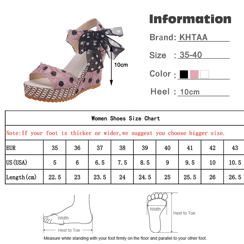 

Women Sandals Dot Bowknot Design Platform Wedge Female Casual High Increas Shoes Ladies Fashion Ankle Strap Open Toe Sandals