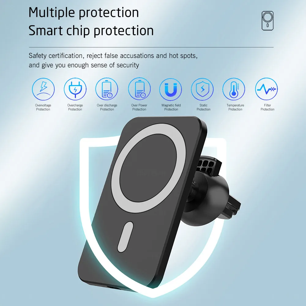 

15W Car Phone Holder Charger for iPhone 12 Pro Max Car Magnetic Wireless Charger for Apple iPhone 12 pro max 12 mini Car Bracket