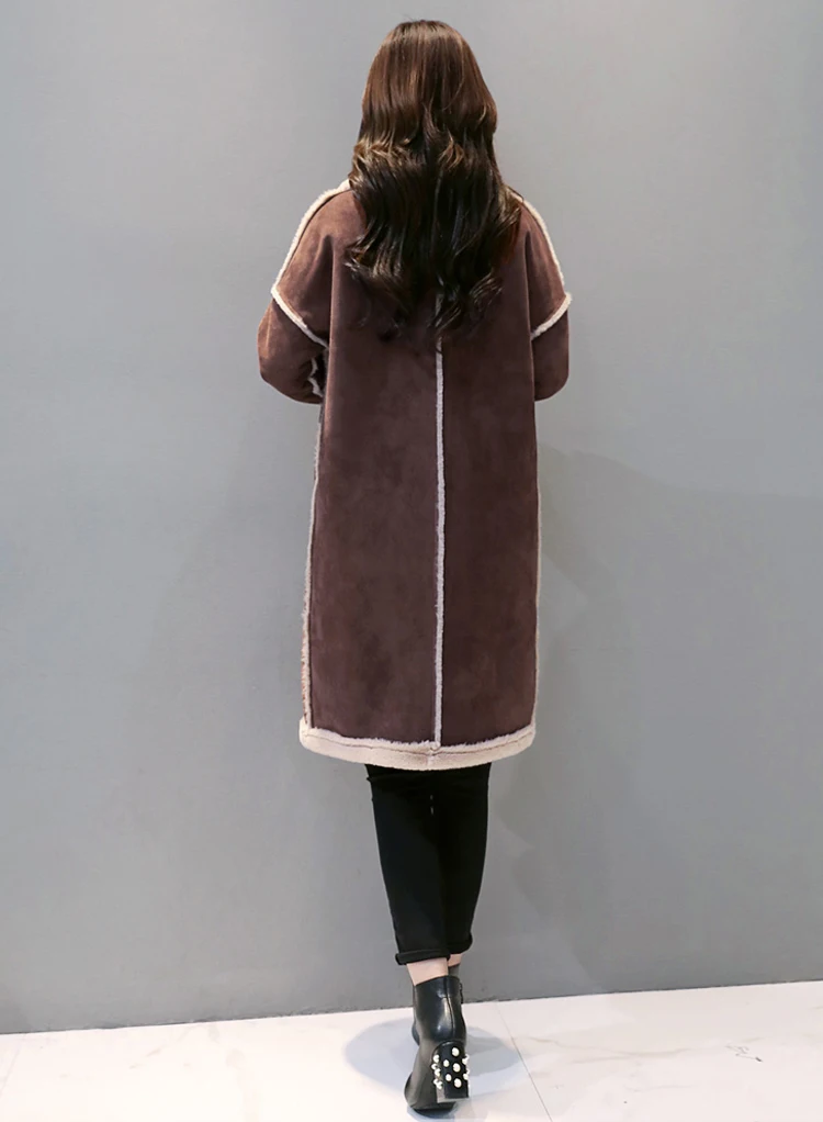 

Deivor 2020 new fur all in one cotton padded jacket medium long lambhair coat women's winter deerskin thickening