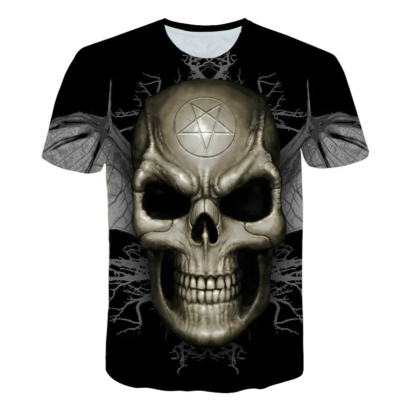 

Horror skull men's T-shirt 3D printing casual fashion punk rock shirt O-neck short-sleeved top 2021 summer new style