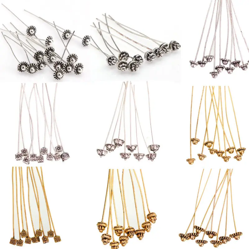 

20pcs 50mm Antique Silver Tone Long Head Alloy Pins for Jewelry Making Beads Diy Flower Pin Ball Pins Needle Finding Accessories