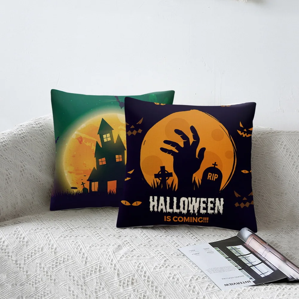4 шт./компл. Хэллоуин Наволочка на подушку льняная Подушка Чехол тыквы с принтом