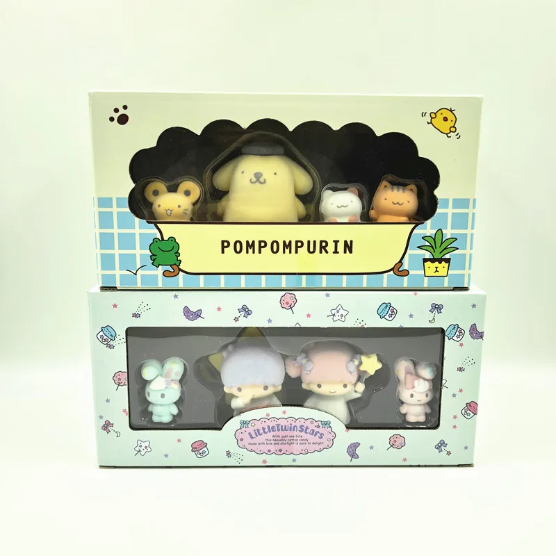 Милые Pom pudin Pudding Dog Little Twin Stars Флокирование ПВХ Модель фигурка игрушка кукла