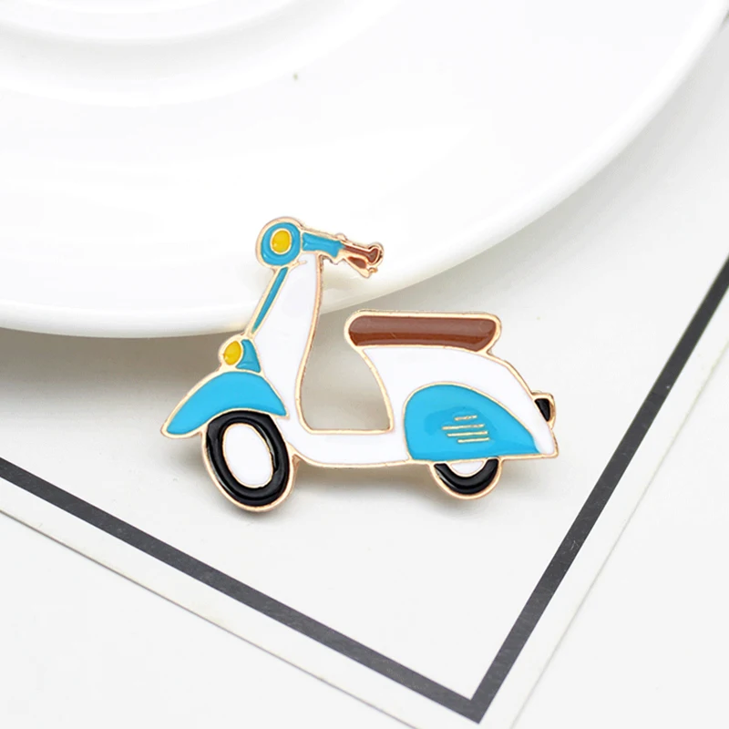 Мультяшные Ретро Синие броши для мотоцикла автомобиля эмалевые аксессуары брошь