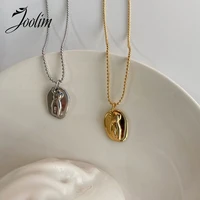 joolim gold finish face figure body pendant stainless steel necklace