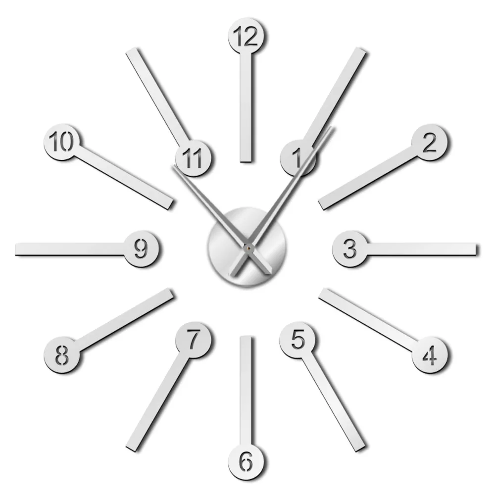 Large DIY Silent Wall Clock Sticker Home Modern Artist Home Wall Decoration 3D Acrylic Mirror  Wall Clock Modern Design