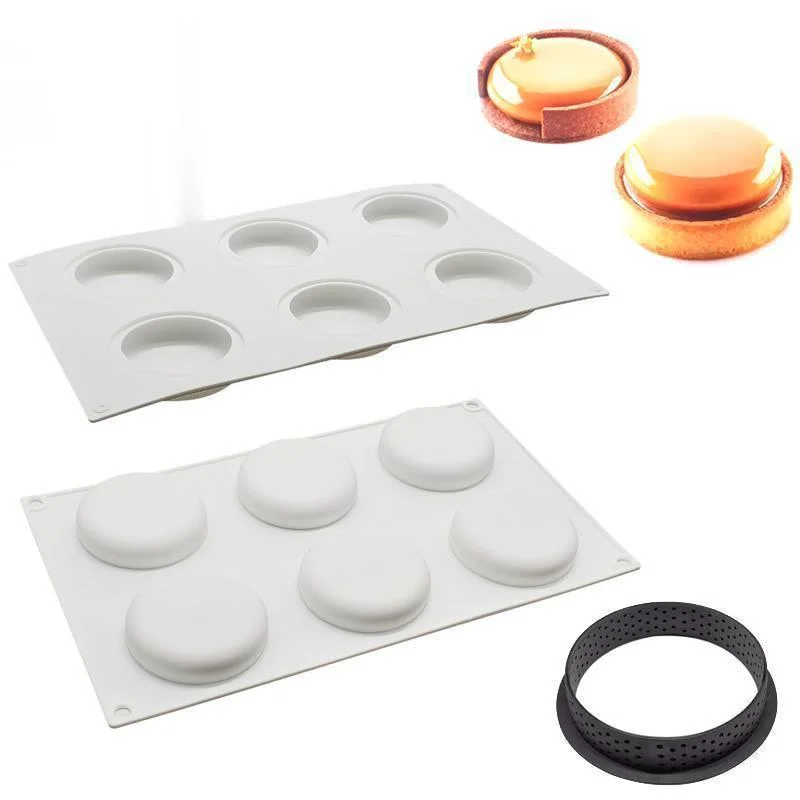 

6 Cavity Combination Cake Silicone Mould Tart Ring Mold Pastry Bakeware Mousse Dessert Decorating Tray Baking Tools