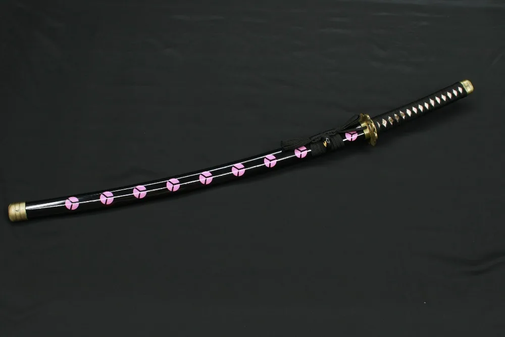 Handmade Shusui One Piece Sword Roronoa Zoro Katana Black T10 Steel Clay-Tempered Red Hamon