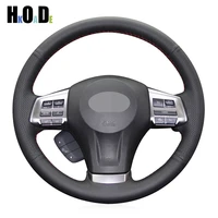black hand stitched artificial leather steering wheel cover for subaru legacy outback 2012 2014 xv 2011 2015 forester 2013 2015