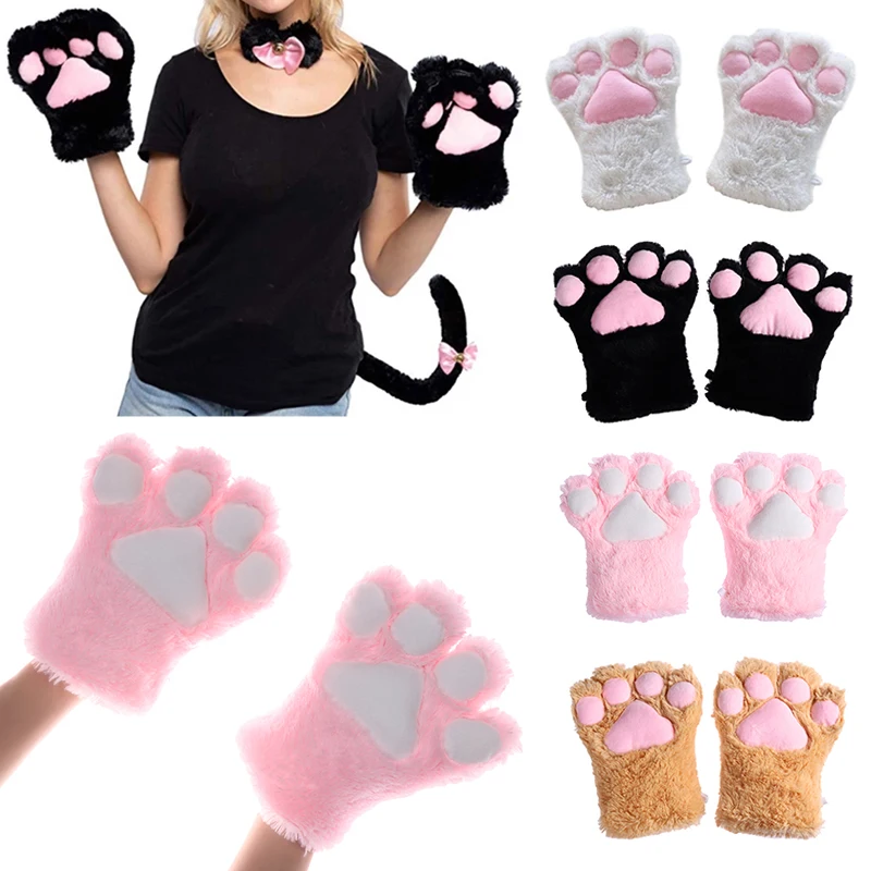 Симпатичные Аниме Косплей Костюм перчатки милый кот животное плюшевые лапы