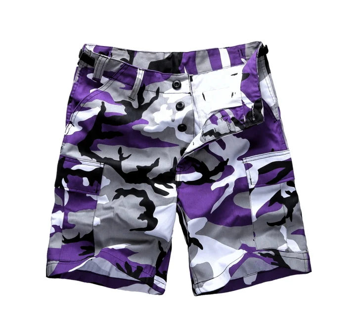 Ultra Violet Camo Мужские армейские военные шорты BDU, повседневные рабочие камуфляжные шорты Карго - Цвет: Ultra Violet Camo