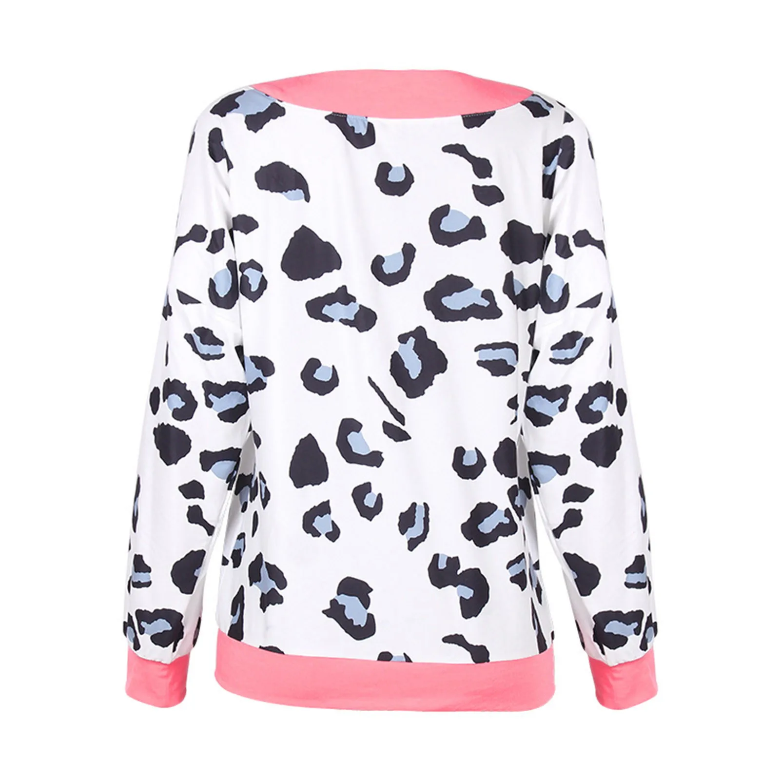 

Women's sweater winter warm fashion leopard print long-sleeved sexy V-neck pullover loose casual plus size women's top