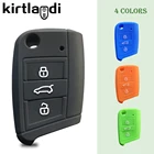 Силиконовый чехол для ключей с держателем для Seat Leon Ateca Toledo Skoda Fabia Octavia Rapid Karoq VW Polo Golf 7 T-Roc T-cross T6 Tiguan
