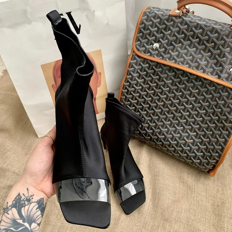 2019 женские ботинки сезон весна-осень Прозрачные из пвх Botas Feminina полусапожки на