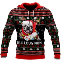the latest christmas bulldog 3d print hoodie autumn mens unisex zipper hoodie casual street sweatshirt