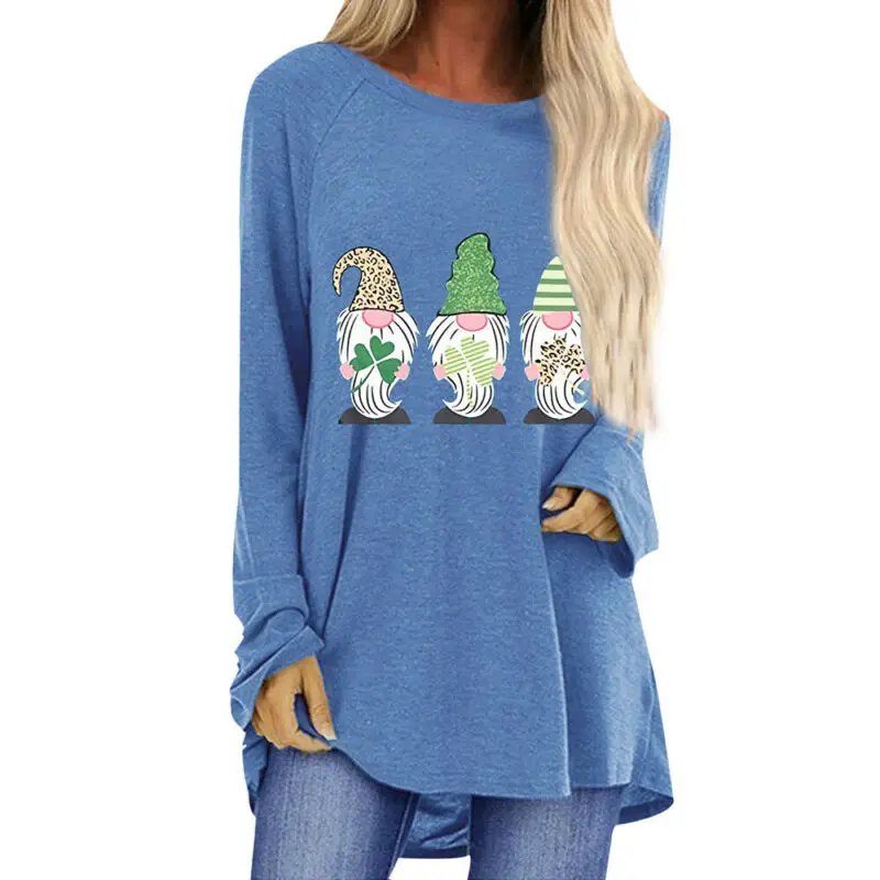 

St. Patrick's Day Women Long Sleeve Print T-shirt Tops Ladies Tee Blouse Casual