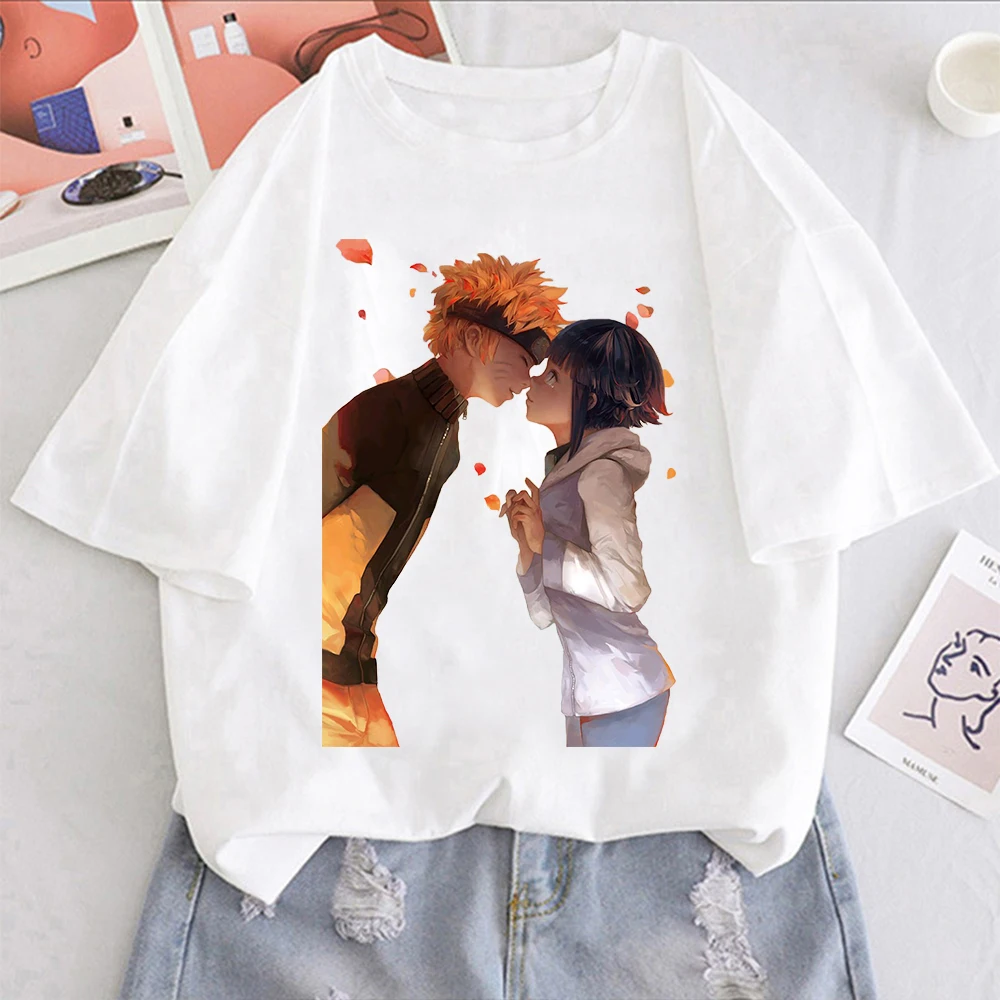 

Naruto T Shirt Women T-Shirt Hyuga Hinata Anime Cartoon Kawaii Harajuku Summer Short Sleeve Aesthetic Clothes Couples Streetwear