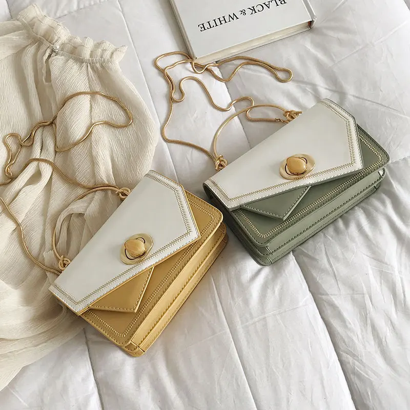 

Sweet Contrast Color Small Handbags Women Leather Crossbody Bags Elegant Flap Satchels Daily Clutches Fashion Pouch