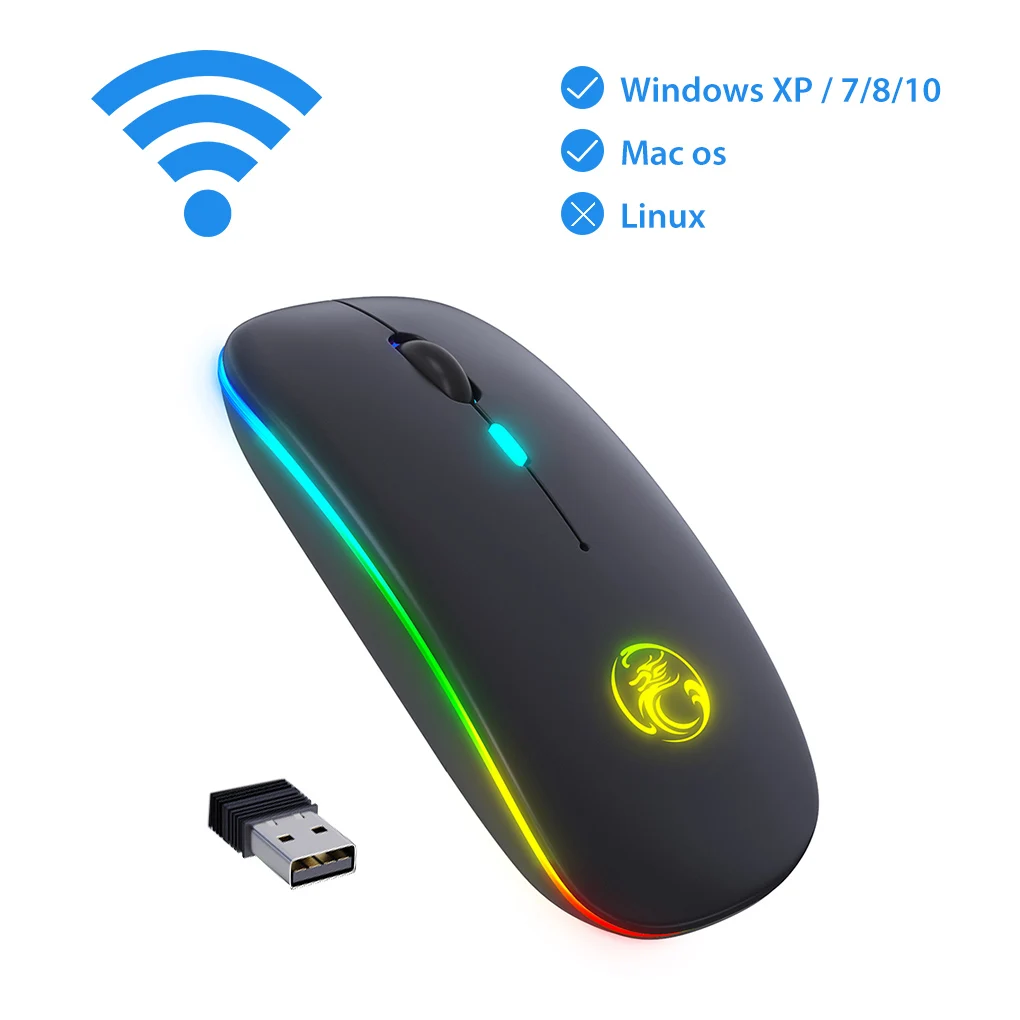 Newest Rechargeable Wireless Mouse Computer Ergonomic Usb Silent Mause With Backlight RGB Mice For Laptop PC | Компьютеры и офис