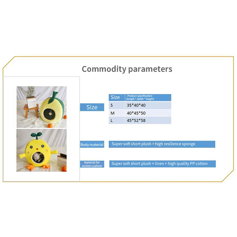 

Soft Avocado Cat Bed Winter Warm Cat Cave House Beds Removable Kennel Pet Pad Nest Sofa Cushion for Dogs Cats Sleeping Supplies