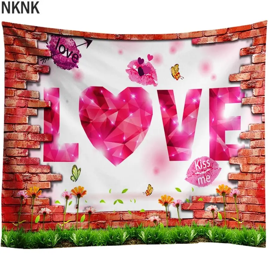

3D Love Romantic Rose Tapestry Print Flowers Art Carpet Scenery Tapestry Home Decor Wall Hanging Couple Bedroom Boho Tapestries